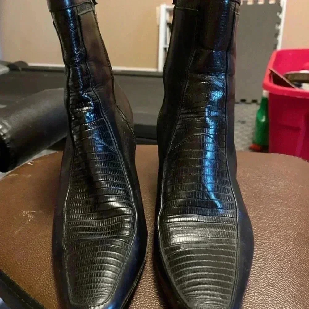 Cole Haan Black Leather Point Toe Heel Boots